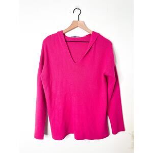🪴5/$25🪴 Tahari Pink Hooded Sweater Womens Small V Neck Casual Spring Pullover